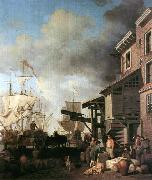 SCOTT, Samuel A Thames Wharf ef oil painting